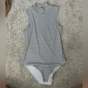 H&M black and white stripe bodysuit size Medium
